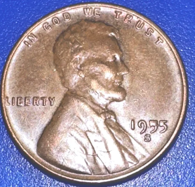 1955S Lincoln Wheat Penny With 5 Die Chip/crack/break Minting Errors Rare USA