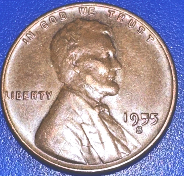 1955S Lincoln Wheat Penny With 5 Die Chip/crack/break Minting Errors Rare USA