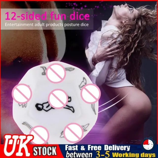 UK 3pcs Sex Fun Dice 12-sided Erotic Love Sexy Posture Couple Toys (White)