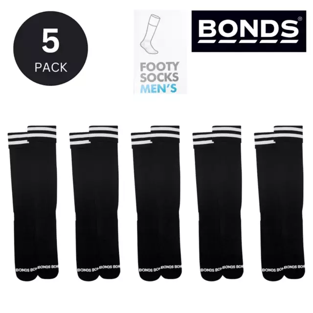 5x Bonds Everyday Footy Football Sports Mens Socks Long High Black Bulk SXMR1W
