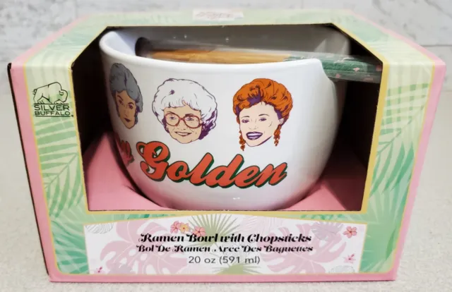 The Golden Girls Ceramic Ramen Bowl & Chopsticks  20 oz Stay Golden  New in Box