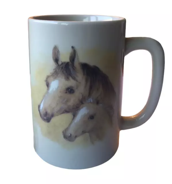 Vintage Otagiri Horse Head Mare Foal Tall Coffee Mug Tea Cup Japan Western MCM