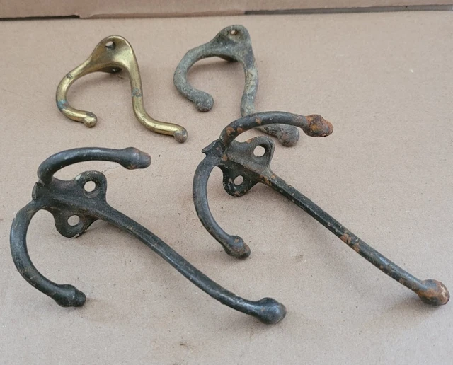 Antique Vintage Cast Iron Acorn Tip 3-Prong / 2-Prong Coat Hooks Lot