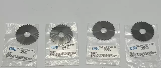 2" Carbide Slitting Saw, .010"Wide, 1/2"Hole, 32 Teeth SGS Tool Co. Set Of 4 New