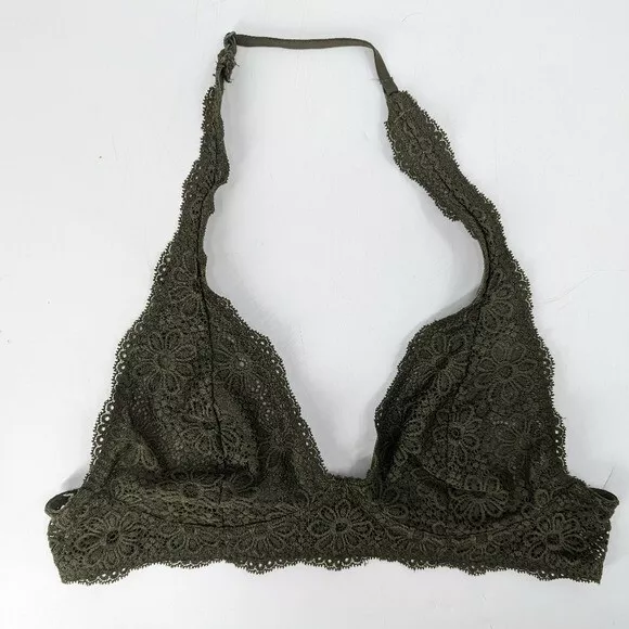 Aerie Bra Womens 32C Green Push Up Lace Trim Padded Underwired Adjustable  Strap 