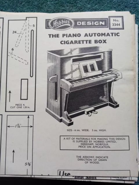 L2 Hobbies Design plan no 3344 piano automatic cigarette box