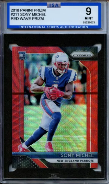 2018 Panini Prizm #211 Sony Michel Red Wave Prizm /149 Mint ISA 9 RC Rookie