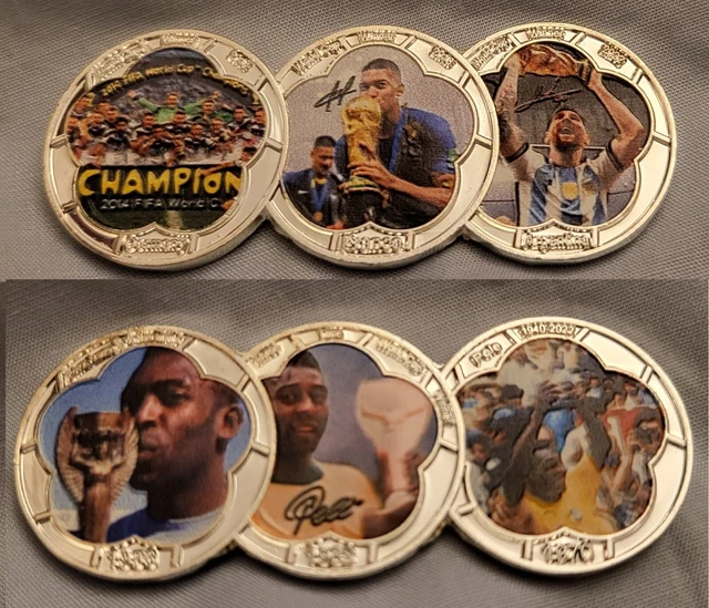 PELE SILVER COIN World Cup Winner Brazil Autograph Messi Mbappe Soccer