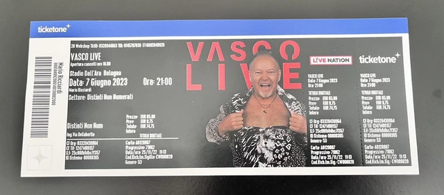 1x Biglietto Concerto Vasco Rossi Bologna Mercoledì  7/06/2023 Stadio Dall'Ara