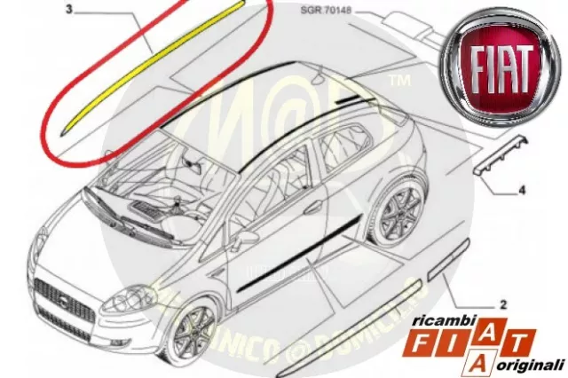 Original OEM 735410814 Modanatura Laterale Destra DX FIAT Grande Punto NUOVA !