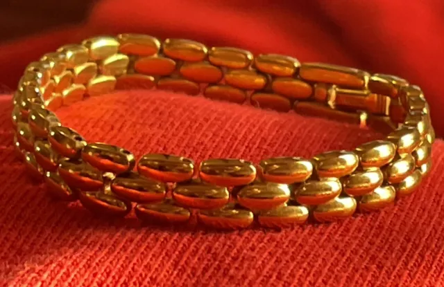 Vtg CITIZEN Women’s Bracelet Panther Link Gold 3 Row 7” Citizen Watch Jewel Band