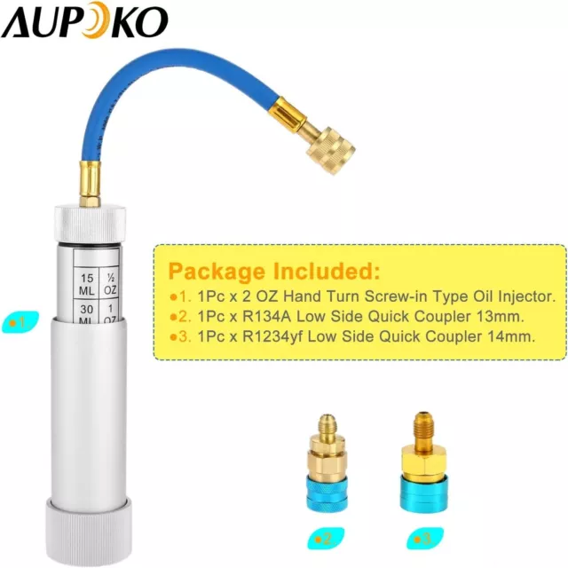 Aupoko AC Oil Injector Kit, R134A Oil Injector with R1234YF Coupler New