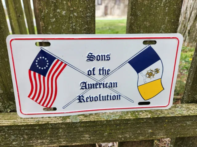 Sons of the American Revolution License Plate Tag STEEL Booster vintage souvenir