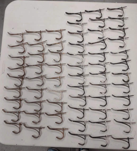 Lot of 63 Vintage Twisted Wire Coat And Hat Hooks, 4" overall length