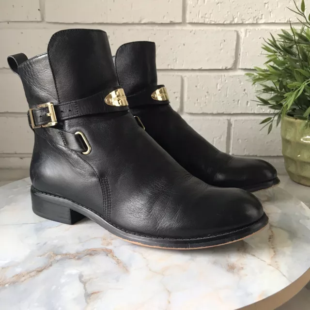 Michael Michael Kors Arley Black Leather Ankle Boots Women's Size 6