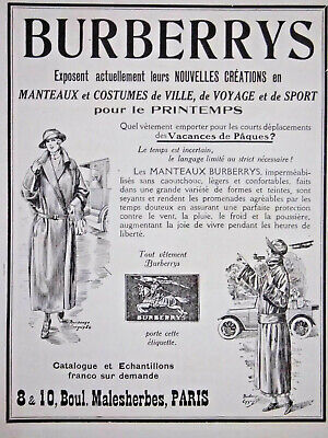 PUBLICITE BURBERRYS IMPERMEABLES MANTEAUX COSTUME TAILLEUR DE 1916 FRENCH AD PUB 