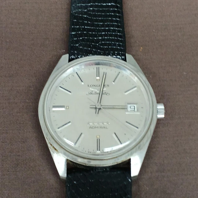 OROLOGIO LONGINES ADMIRAL automatico quadrante 5 stelle vintage anni 70 cinturino pelle nero 32 EUR 344 92 PicClick IT