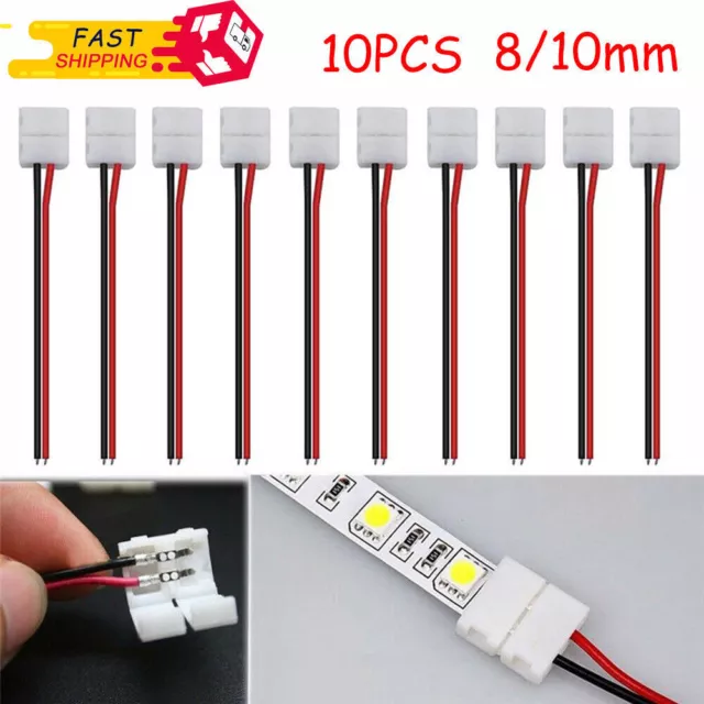 10pcs 2Pin Solderless Connector Clip Wire to 2835 3528 5050 5630 LED Strip Light
