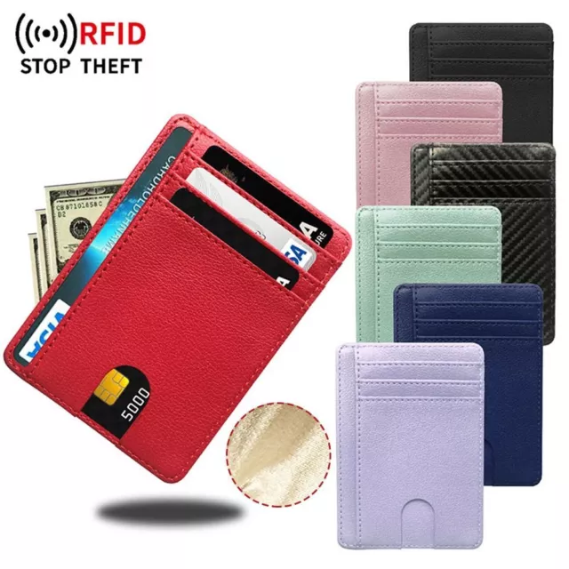 Mini Purse Money Case Cover ID Card Holder 8 Slot RFID Blocking Leather Wallet