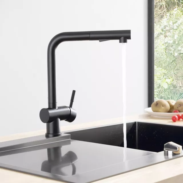 CECIPA  | Robinet de Cuisine Noir Design 360° | Avec Douchette Extensible | Neuf