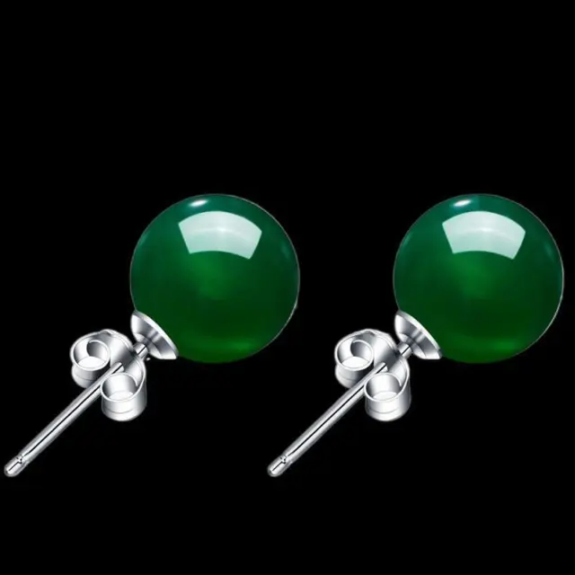 Jade Earrings Natural 925 Silver Gifts Chalcedony Women Jewelry Charm Ear Studs