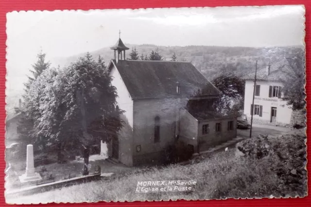 74 -mornex - l'église et la poste  - cpsm -