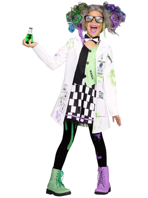 MAD SCIENTIST CRAZY Inventor Professor Lab Coat Book Week Child Girls ...