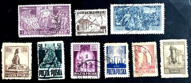 Polen alte Briefmarken Pilsudski überblickt Truppe Jan Sobieski in Wien Poland