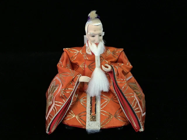 J0535 Japanese HINA Doll KIMONO Old Man Statue Vintage Okimono Interior