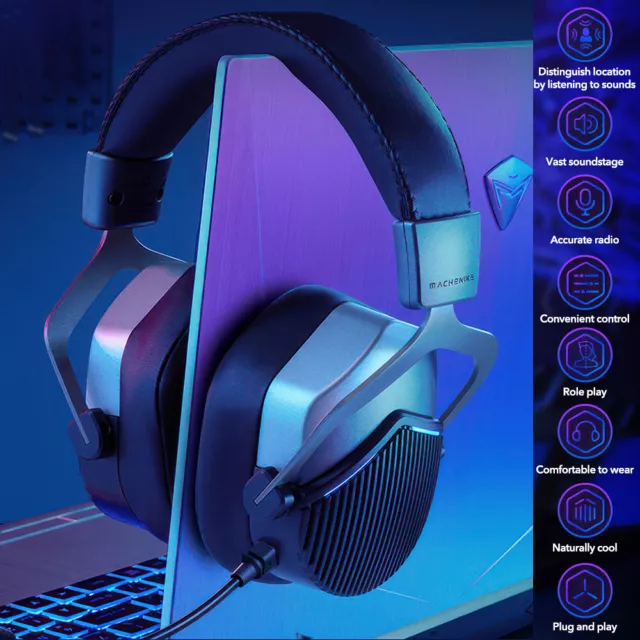 E-Sports Wired Gaming Headset with Mic,Over-Ear Headphones Volume/Sound/Light