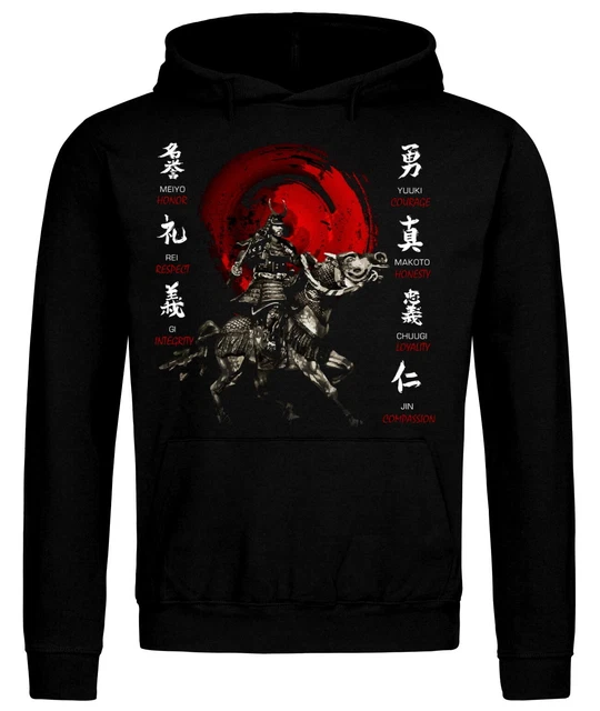 Bushido Code Virtues Samurai Mask Sword Japanese Ronin Hoodie Sweatshirt PREMIUM