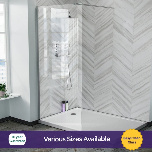 WALK IN WET Room Shower Tall Glass Screen Panel Enclosure Cubicle