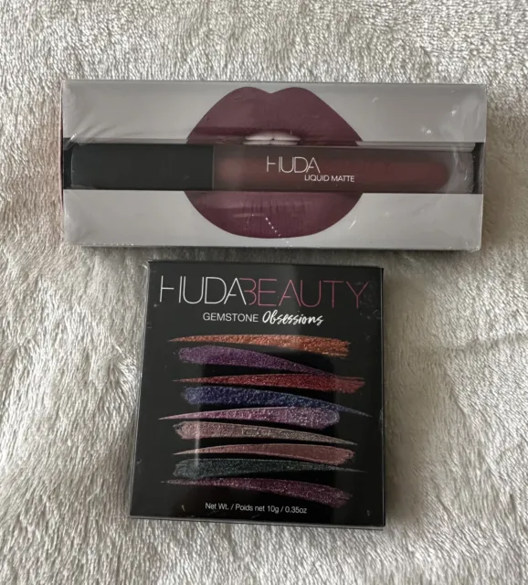 HUDA BEAUTY Gemstone Obsessions Palette + Liquid Matte Lipstick MUSE - BNIB