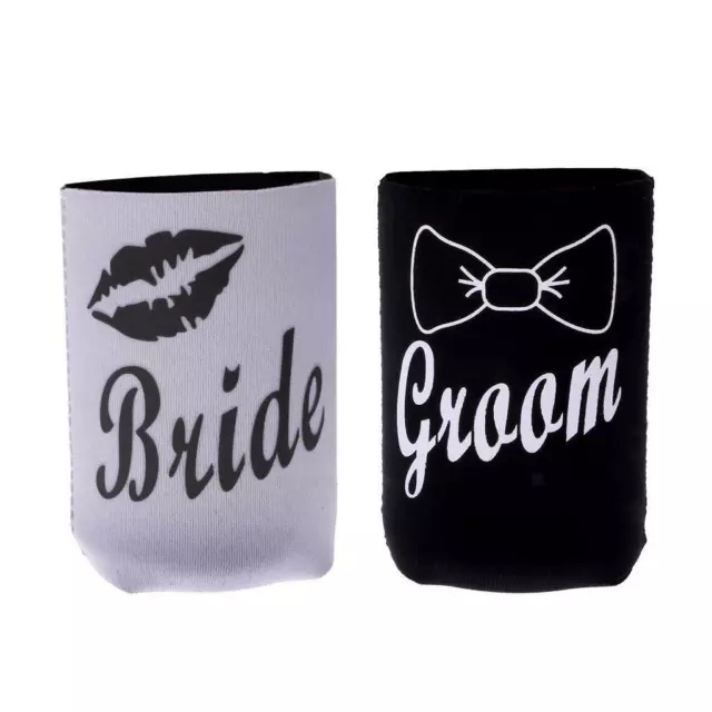 2x Bride Lips Groom Stubby Beer Can Cooler Sleeve Neoprene