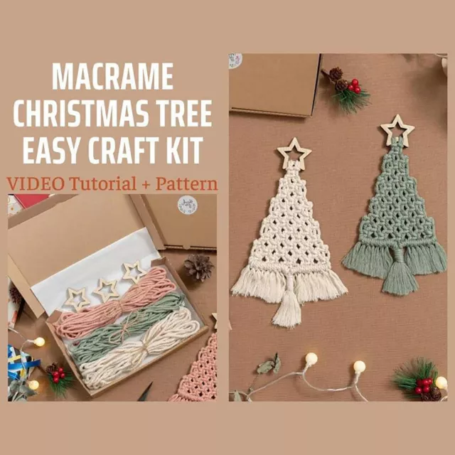 Christmas Tree Macrame DIY Kit for Beginners Hanging Ornaments for Holiday Decor