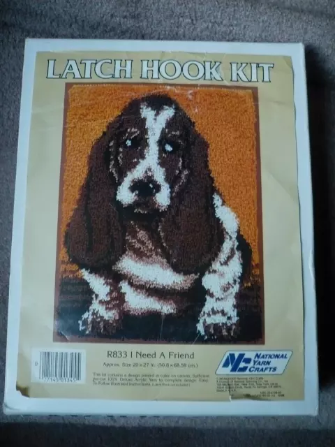 Basset Hound Latch Hook Rug Kit, National Yarn Crafts, I Need a Friend #R833