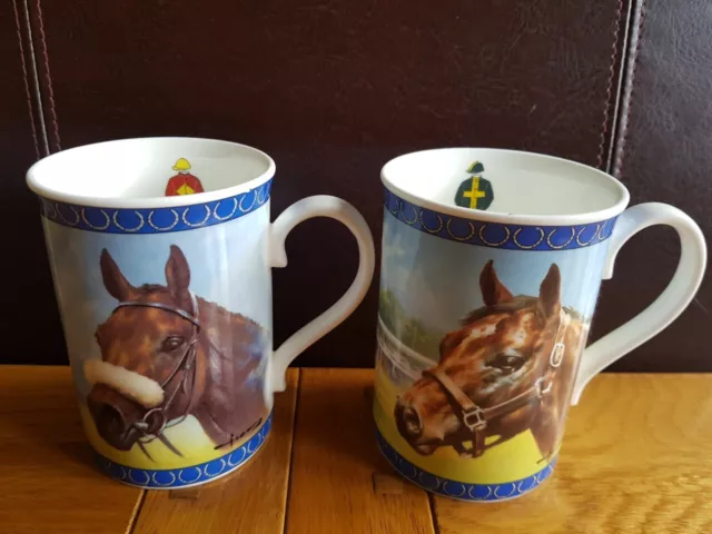 2 Race Horse Racing Danbury Mint Mugs Mill Reef & Red Rum New Rrp £30