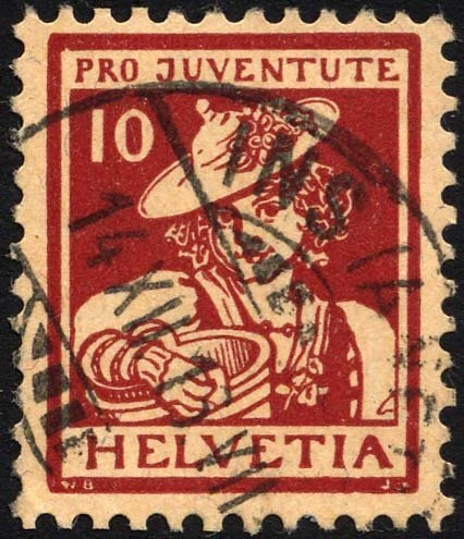 SCHWEIZ 132 o, 1916, 10 C. Pro Juventute, Pracht, Mi. 90.-