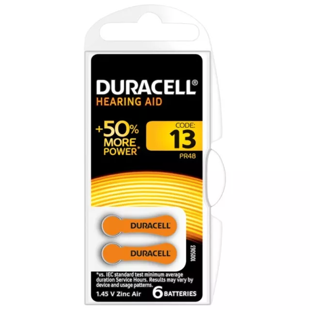 Duracell Activair Size 13 Hearing Aid Battery Pack Of 6 Batteries