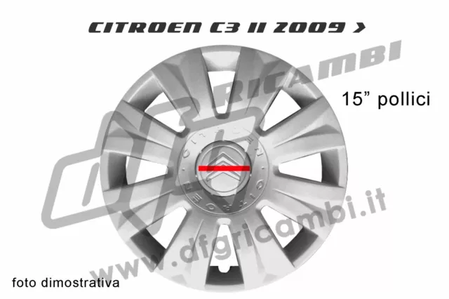 Copri Cerchio - Coppa Ruota - Borchia Citroen C3 2009 >15" Pollici