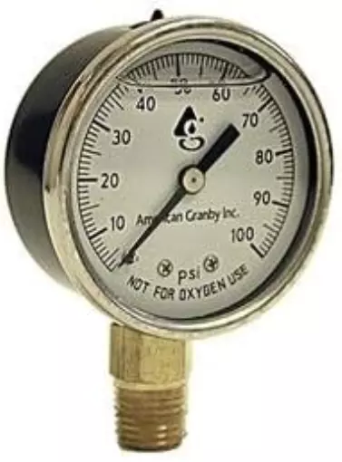 Water Well Pump Liquid Filled Side Lower Mount Pressure Gauge 0 to 100 PSI, 1/4"