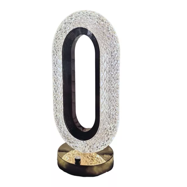 Lampada Tavolo Led Ricaricabile Ovale Tipo Cristallo Atmosfera Diamante Touch 18
