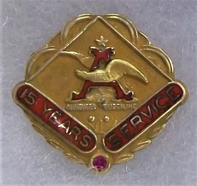 Anheuser Busch 15 Years Service Award Pin 10K Gold