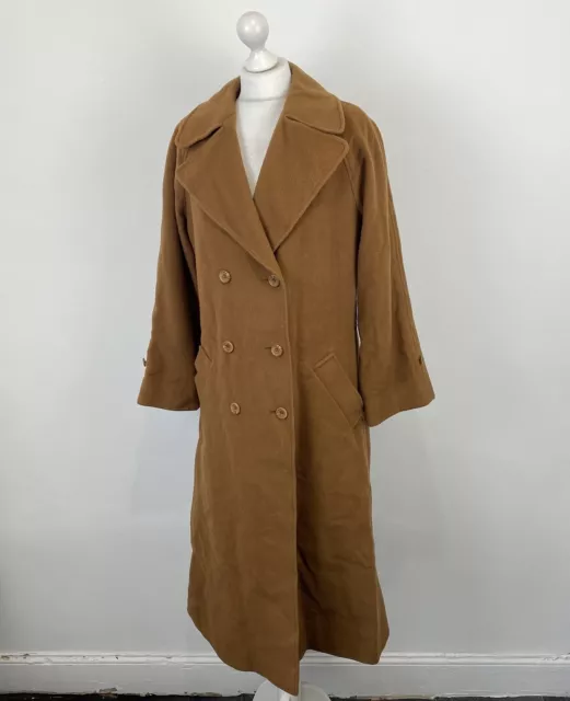 Vintage Jaeger Long Coat Brown Wool Camel Hair Size 12 UK Women’s