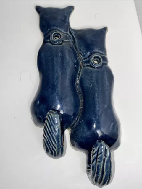 Handmade Cat Wall  Hook Cat  Tails Stoneware Signed Boyle-BB5