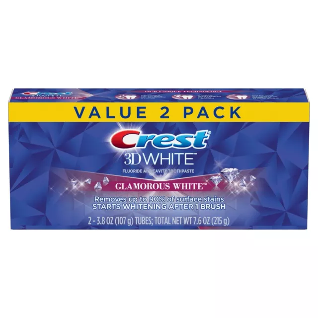 Crest 3D White Glamorous White Dentifrice - 3,8 OZ (107 G) Paquet de 2