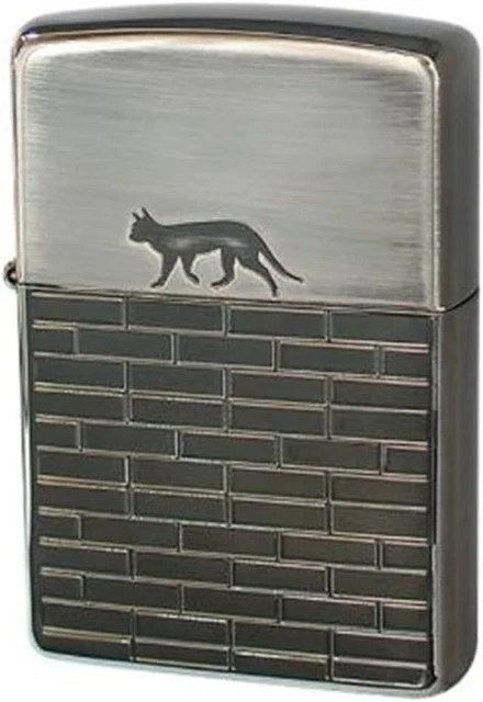 Zippo Oil Lighter Cat Walk Silver Black 2BN-CATW Etching Regular Case Japan NEW