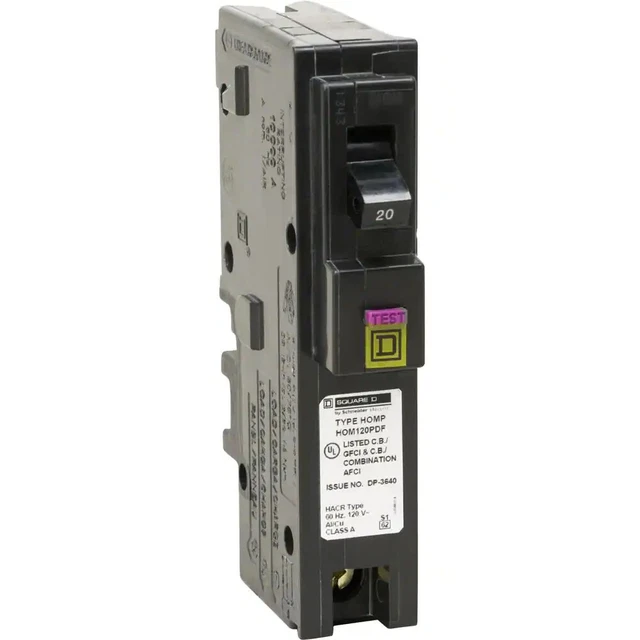 Square D HOM120PDFC 120V 20A Single-Pole Circuit Breaker