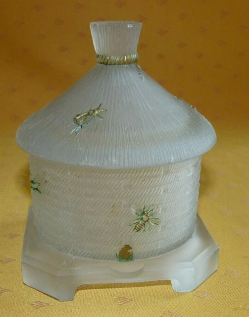 Pot à Miel Vintage En Faïence Barbotine - Forme Ruche Jaune, Années 60/70