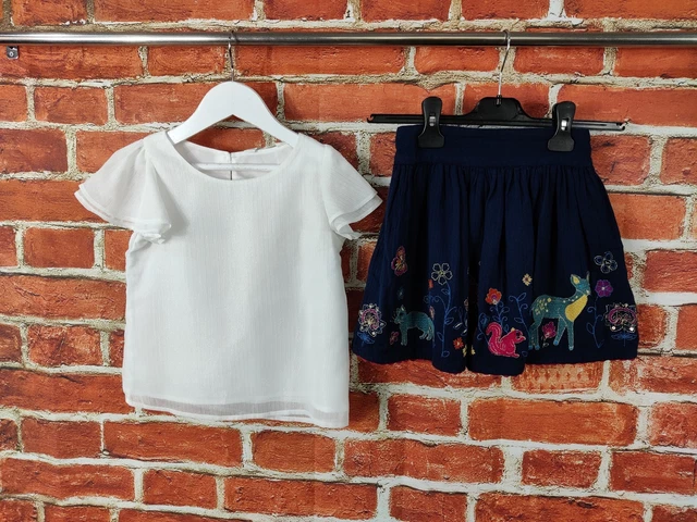 Girls Bundle Age 5-6 Years Monsoon H&M Embroidered Skirt Blouse Top Party 116Cm